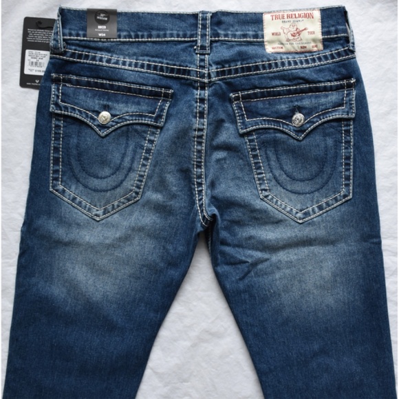 TRUE RELIGION MEN NWT ROCCO BIG T FLAP RELAXED SKINNY DARK ROPER JEAN.SIZE 34X32 - Picture 9 of 12